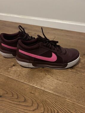 Nike Burgundy Sneakers with Pink Swoosh